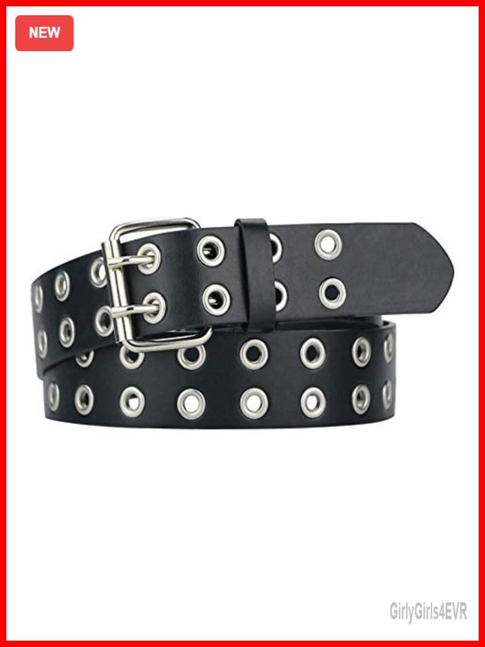 Grommet Studded Faux Leather Belt Double Prong Buckle Punk Y2K Goth Unisex